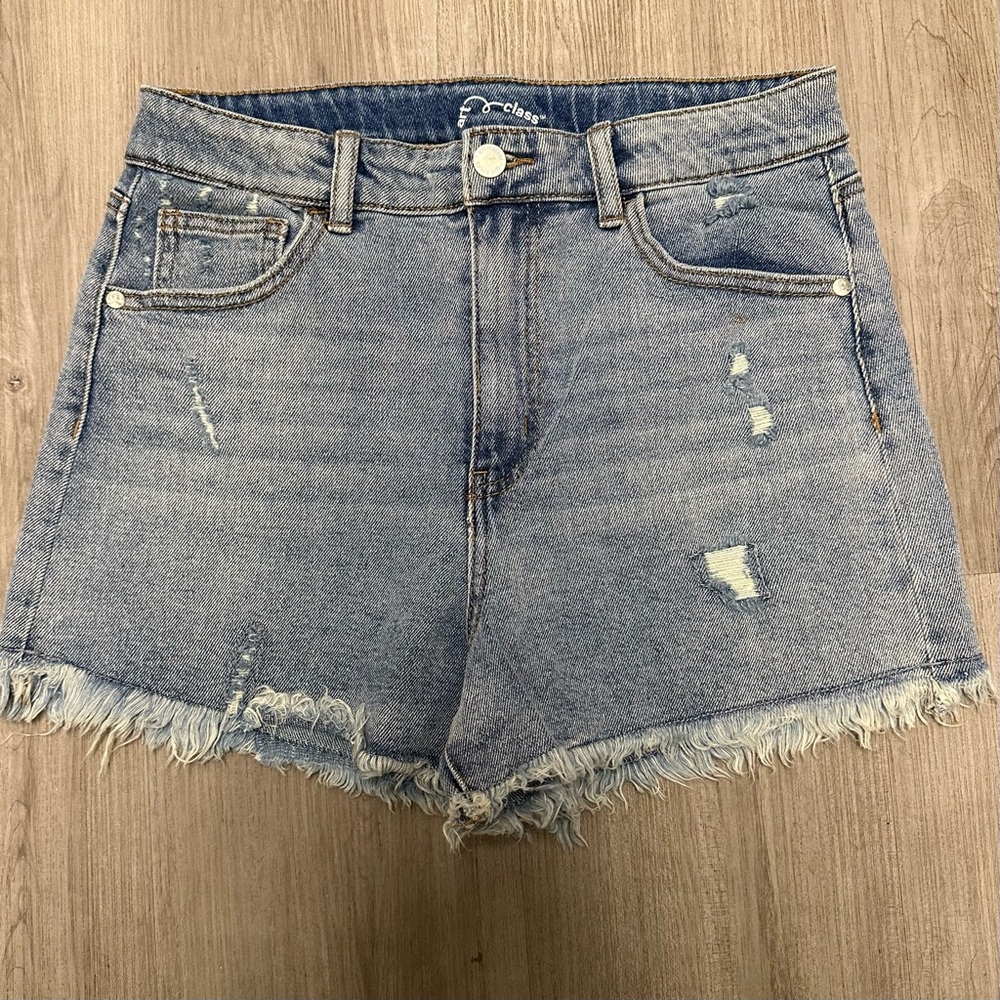 Classic Blue Denim Distressed Frayed Shorts XL